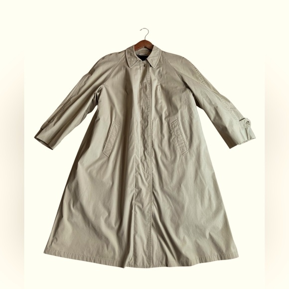 VTG London Fog Calibre Cloth Trench Coat Sz 16 Khaki Zip Out 100% Alpaca Lining - Picture 1 of 12
